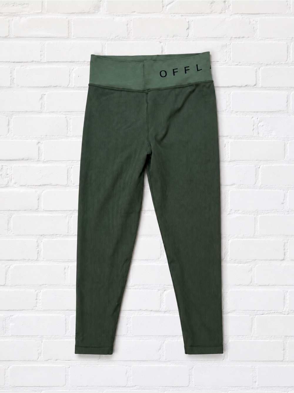 OFFLINE by Aerie Olive Ribbed High-Waist Leggings